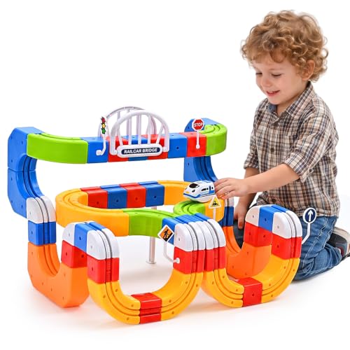 Electric Train Set 3D Track STEM Toy Toddler Gifts for 3-8 Boys Girls