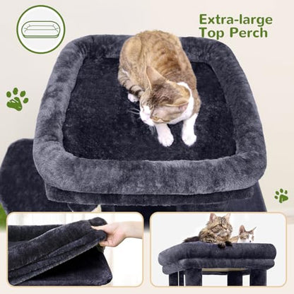 Globlazer Cat Tower for Indoor Cats, 61inch Heavy Duty Cat Trees for Large Adult Big Cats Maine Coon Cat Tree Tower with Scratching Post, Extra Large Top Perch, Cat Condos, F61, Dark Grey