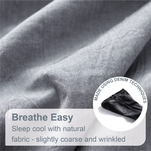 Swift Home King/Cal King 100% Cotton Chambray Duvet Cover Set, Yarn Dyed, Prewashed & Pre-Wrinkled – Ash Grey, King/Cal King (106” x 92”) – Comforter Not Included