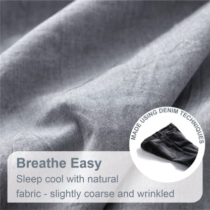 Swift Home King/Cal King 100% Cotton Chambray Duvet Cover Set, Yarn Dyed, Prewashed & Pre-Wrinkled – Ash Grey, King/Cal King (106” x 92”) – Comforter Not Included