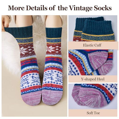 Gifts for Women Mom Christmas Stocking Stuffers for Women 5 Pair Fuzzy Wool Socks Christmas Gift ideas Mom Gifts for Wife Cadeau Femme Maman Noel Novelty Compression Socks Gifts for Her Girlfriend