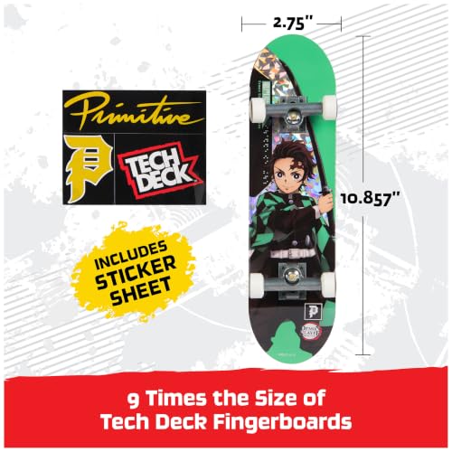 Tech Deck Primitive Demon Slayer Handboard, Mini Skateboard | 9x Larger than a Fingerboard, Hands Only, Authentic Graphics, Die-Cast Trucks, Skateboard Gifts for Kids & Collectors Ages 6+