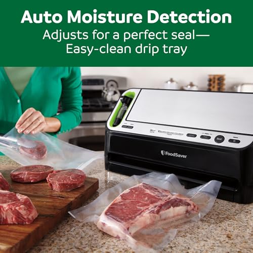 FoodSaver V4400 2-in-1 Vacuum Sealer Machine with Automatic Vacuum Sealer Bag Detection and Starter Kit, Safety Certified, Black and Silver