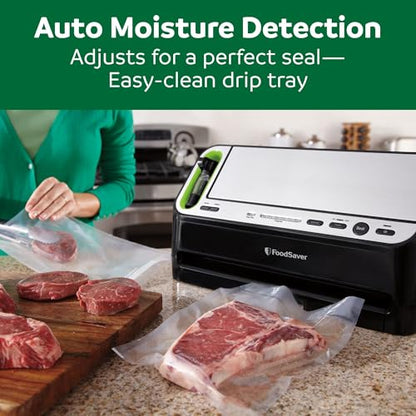 FoodSaver V4400 2-in-1 Vacuum Sealer Machine with Automatic Vacuum Sealer Bag Detection and Starter Kit, Safety Certified, Black and Silver