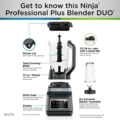 Ninja Professional Plus DUO Blender, 1400W, Auto-iQ, 72oz/2.1L, BN751C