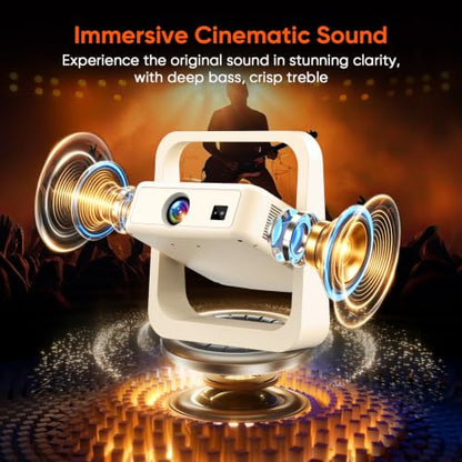 【Upgraded Google TV 14.0】 Smart Projector 4K, Native 1080P Mini Projectors with WiFi6 & Bluetooth, 500ANSI Portable Projecteur with Auto Focus & Keystone, Home Projecteur for Indoor & Outdoor