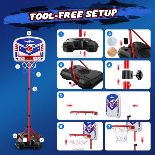 EagleStone 3 in 1 Kids Basketball Hoop and T Ball Set for Kids 3-12