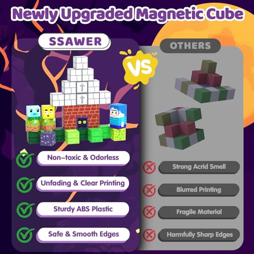 SSAWER Magnetic Blocks, 150PCS Toys Building Blocks Cubes Gifts for Girls