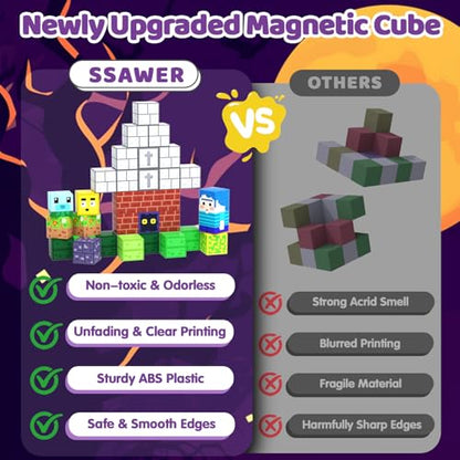 SSAWER Magnetic Blocks, 150PCS Toys Building Blocks Cubes Gifts for Girls
