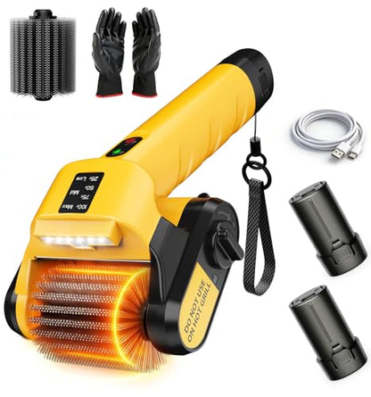 Qimedo Electric Grill Brush for BBQ, 2 Removeable Batteries, Yellow