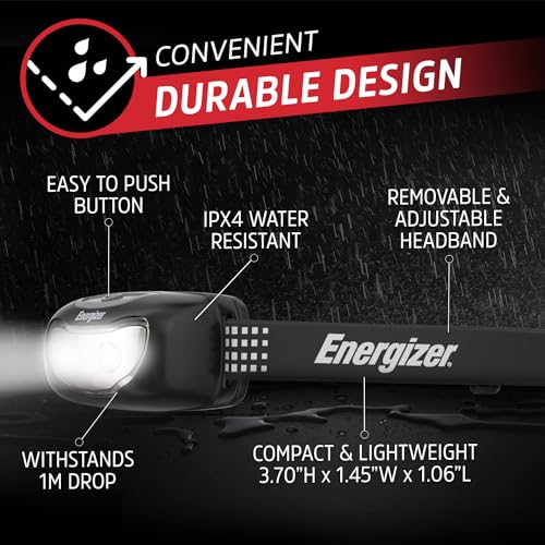 Energizer Universal+ LED Headlamp, Lightweight Bright Headlamp for Outdoors, Camping and Emergency Light for Adults and Kids, Includes Batteries, Pack of 2