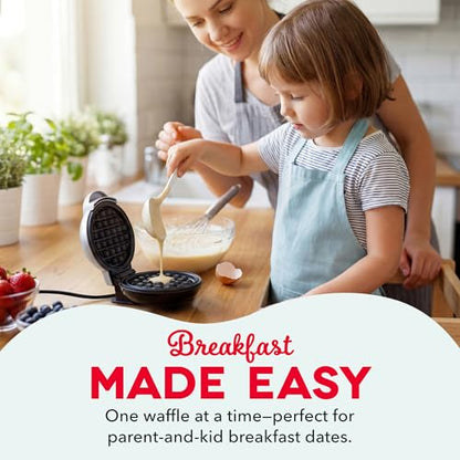 Dash Mini Maker: The Mini Waffle Maker Machine for Individual Waffles, Paninis, Hash browns, & other on the go Breakfast, Lunch, or Snacks - Silver