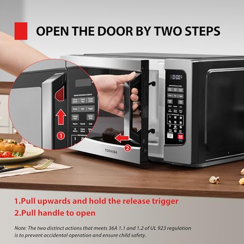 TOSHIBA Microwave Oven, 0.9 Cu. Ft., 900W, Black Stainless Steel