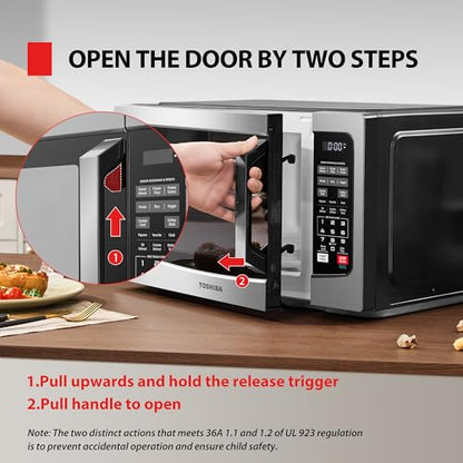 TOSHIBA Microwave Oven, 0.9 Cu. Ft., 900W, Black Stainless Steel