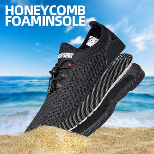 DOUSSPRT Men's Water Shoes Quick Dry for Beach Swim Pool Fishing Darkblack