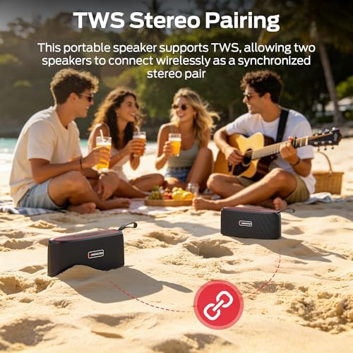 Monster Portable Bluetooth Speaker, 30W Loud Sound Wireless Speaker, IPX6 Waterproof Speaker, 17 Hours Playback, Bluetooth 5.4 TWS Pairing Portable Speakers for Home, Outdoors