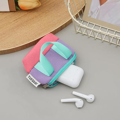 3-Pack Mini Coin Purse for Women – Nylon Cute Wallet for Coins – Compact Macaron Color, Ideal for Daily Use (Purple+Pink+Brown)