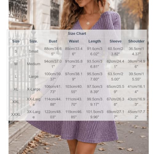 Fall Dresses for Women Long Sleeve Knitted Dress A Line Dresses Purple