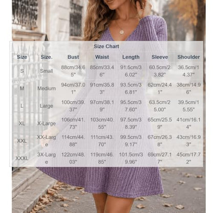 Fall Dresses for Women Long Sleeve Knitted Dress A Line Dresses Purple