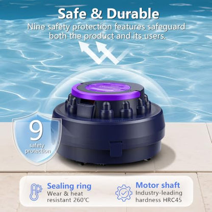 X1A Cordless Robotic Pool Vacuum for Above Ground Flat Pool up to 960 Sq.ft | Pool Cleaner Robot 100 Min Runtime, Self-Parking, with Dual high-Powerful Motors Provide Strong Suction