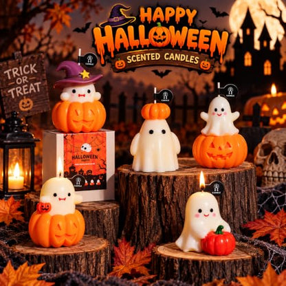 Halloween Candles, Pumpkin Skull Finger Ghost Candle Set, Halloween Decor!