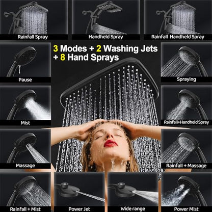 12-Inch High Pressure Rain Shower Head with Handheld Spray Combo, Magnetic | 12-Inch High Pressure Rain Shower Head with Handheld Spray Combo, Magnetic