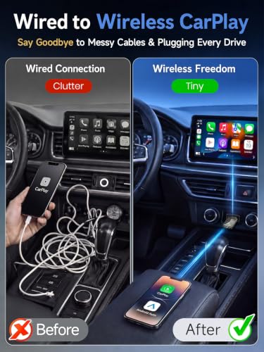 Wireless CarPlay & Android Auto Dongle, Convert Wired to Wireless Car Play