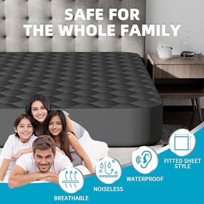 Waterproof King Mattress Protector, Noiseless King Size Mattress Pad with Deep Pocket Fitted Up to 8-21 inches, Soft & Breathable Bed Mattress Cover Washable for Home, Bedroom, Hotel (Gray)