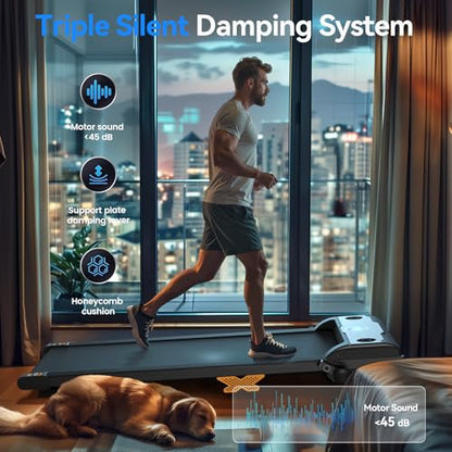 3 in 1 Walking Pad with 3-Level Adjustable Incline, Under Desk Treadmill for Home Office with 2.5HP Quiet Motor, LED Display, Hidden Safety Switch, Compact Portable Jogging Machine for Small Spaces