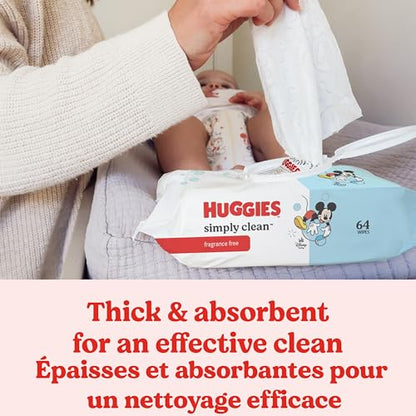 Huggies Simply Clean Fragrance-Free Baby Wipes, 6 Flip-Top Packs (384 Wipes Total)