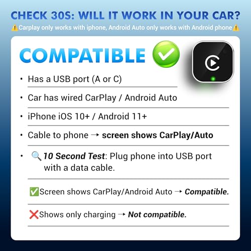 2026 Upgraded 2-in-1 Wireless CarPlay & Android Auto Adapter, 5GHz WiFi Plug and Play, Converts Wired to Wireless, Auto Connect in 5s and No Lag, USB-A & USB-C, for iPhone iOS 10+ & Android 11+