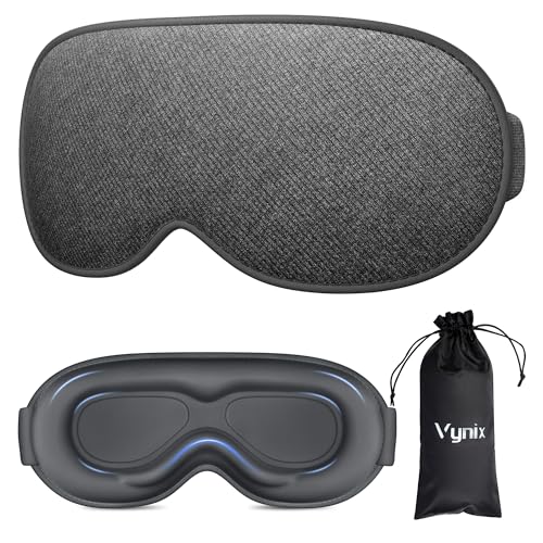 Vynix 100% Blackout Sleep Mask for Men Women - Eye Mask for Sleeping 3D Contoured - Soft Comfortable Sleeping Mask for Travel - Adjustable Eyemask Black Out Night Masks for Nap Meditation - Grey