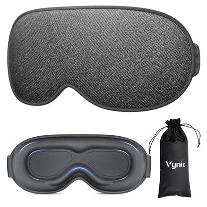 Vynix 100% Blackout Sleep Mask for Men Women - Eye Mask for Sleeping 3D Contoured - Soft Comfortable Sleeping Mask for Travel - Adjustable Eyemask Black Out Night Masks for Nap Meditation - Grey