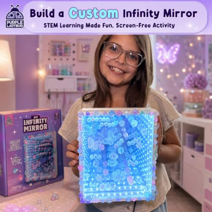DIY Infinity Mirror Kit - Girls Crafts 8-12 Years Old DIY Kit with Lights & Custom Letters - Birthday Gift for Girls Ages 6 7 8 9 10 11 12, Educational STEM Toys for Kids, STEM Toys for 5+