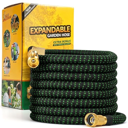 COOKEY 3X Expandable Garden Hose 150FT Extra Long Flexible Water Hose with Solid Connectors & Spray Nozzle Leakproof No Kink Heavy Duty for Extra Large Garden Yard