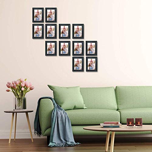 Giftgarden 12 Packs 3.5x5 Black Picture Frame Set with Picture Mount for Table Display and Wall Decor