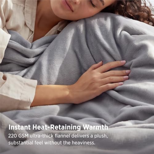 Bedsure Fleece Sheets Queen Size, 4 PC Anti-static Bed Sheets, Warm & Cozy | 220 GSM Thick Flannel Fleece, Fluffy Velvety Feel, 16" Deep Pocket, 1 Flat & 1 Fitted and 2 Pillowcases, Winter Gift, Grey