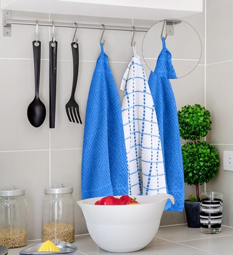 Utopia Towels Kitchen Towels, 12 Pack, 15 by 25 Inches, Dobby Weave, 100% Ring Spun Cotton, Super Soft and Absorbent Dish, Tea, and Bar Towels, Blue