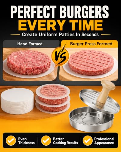 Hamburger Patty Press, 5 Inch Stainless Steel Burger Mold