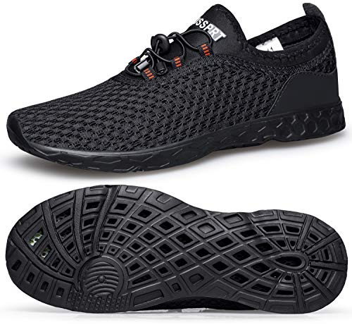 DOUSSPRT Men's Water Shoes Quick Dry for Beach Swim Pool Fishing Darkblack