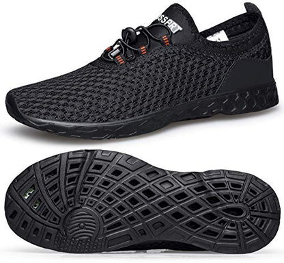 DOUSSPRT Men's Water Shoes Quick Dry for Beach Swim Pool Fishing Darkblack
