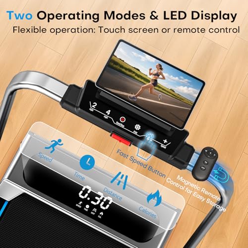 Treadmill with Incline, FOUSAE 5 in 1 Foldable 7.5 MPH Treadmill for Home with App Compatible, 12 Programes, 2.5 HP Under Desk Walking Pad Treadmill with Magnetic Remote Control Double Operation
