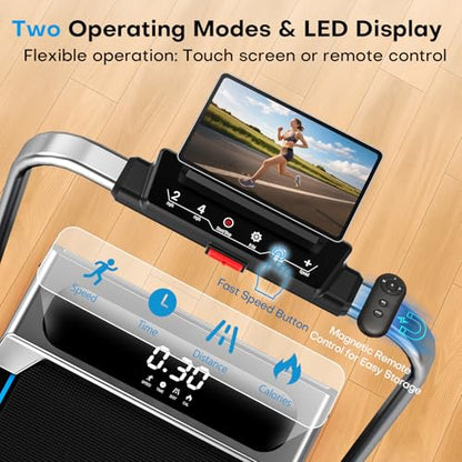 Treadmill with Incline, FOUSAE 5 in 1 Foldable 7.5 MPH Treadmill for Home with App Compatible, 12 Programes, 2.5 HP Under Desk Walking Pad Treadmill with Magnetic Remote Control Double Operation