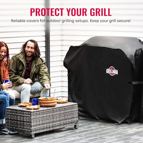 Grillman Heavy-Duty BBQ Cover, Gas Grill Cover for Weber Spirit, Weber Genesis, Char Broil, Nexgrill. Rip-Proof, Waterproof (58 x 24x 48 inches, Black) BBQ Covers