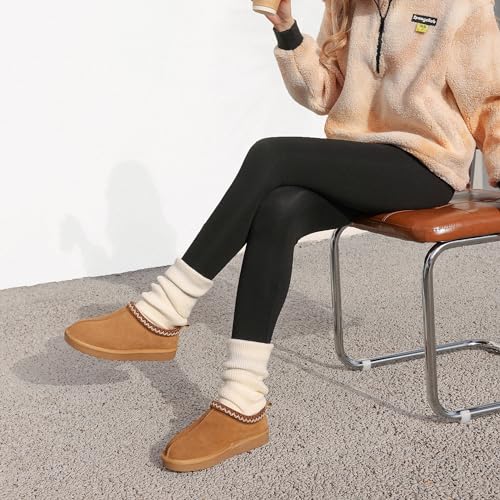 DREAM PAIRS Women's Slippers Genuine Suede,Chestnut,7