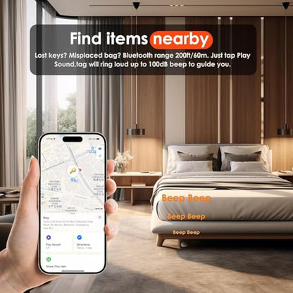 GPS Tracker for Vehicles,Mini Hidden Car Tracker with 4 Waterproof Cases and Keyrings, No Monthly Fee Car Tracker with Apple Find My(iOS Only) -（White,4PCS）