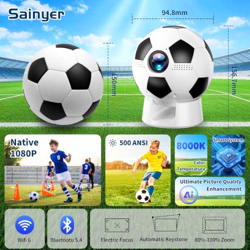 Smart Projector with WiFi and Bluetooth, Native 1080P Mini Projector