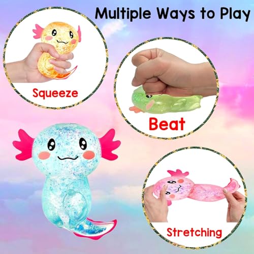4Pcs Axolotl Squishy Design Squeeze Stress Ball, Axolotls Balls Sensory Stress