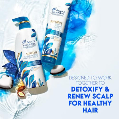 Head & Shoulders Clarifying Shampoo for buildup, Supreme Anti Dandruff, Scalp Detox, Hydrates, Deep Moisturization, Sulfate Free, with Argan Oil and Coconut Extract, 350 mL