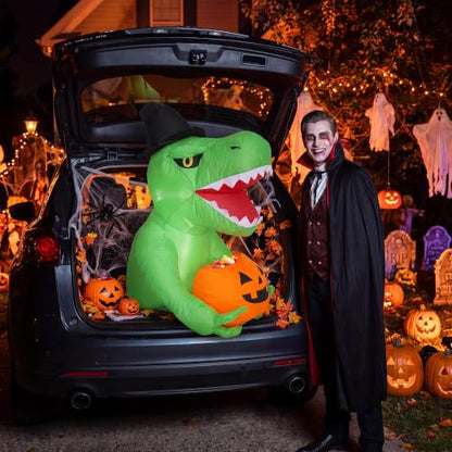 WildVenture 4.5FTLED Inflatable Halloween Decor-Dinosaur Trunk Decorations